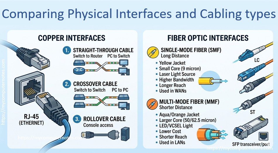 comparing physical interfaces and cabling types
