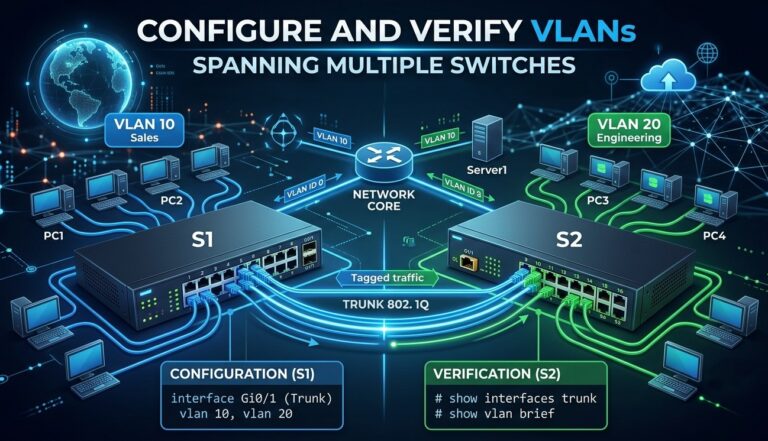 configure and verify VLAN spanning multiple swithces