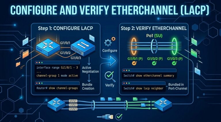 configure and verify etherchannel (LACP)